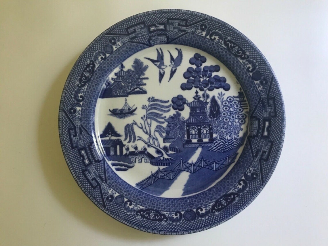 Vintage Buffalo China BLUE WHITE WILLOW Chop Plate Round Etsy