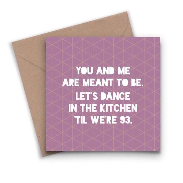 Card for dancing in the kitchen disco dance fan of dancing in the kitchen birthday card for wife dancing card for husband dancing