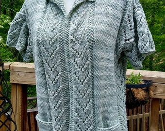 Knitting Pattern Cardigan Sweater Short Sleeve -- Summer Sage Cardigan