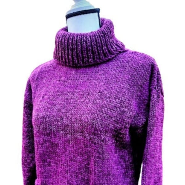 Turtleneck & Pockets Sweater - Knit Pullover - Pullover Sweater - Knit Sweater - Warm - Winter - Cowl - Jumper - Ski Sweater - Knit Gift