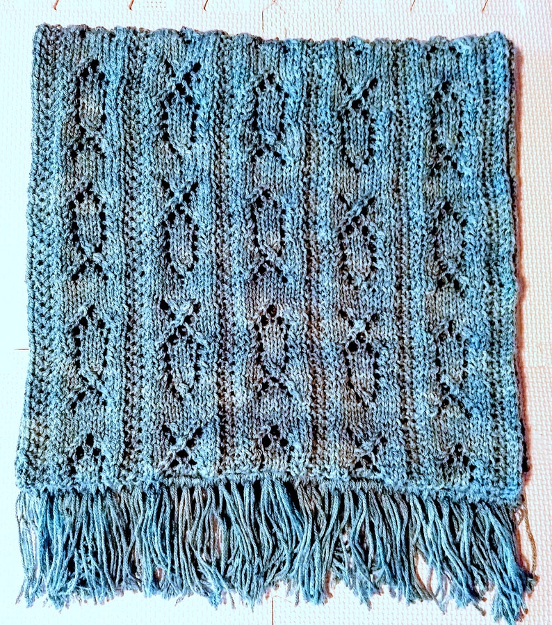 Knitting Pattern Shawl Ichthys Prayer Shawl DIGITAL PATTERN PDF image 1