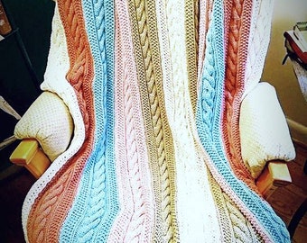 Brown Street Sunday Blanket DIGITAL PATTERN PDF (Knit) - blanket - throw - afghan - cables - braids - knit blanket - gorgeous