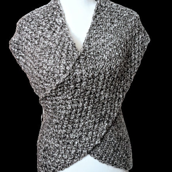 Cross-Body Moss Wrap - Pullover - Wrap - Strick Wrap - Strick Cross-Body Pullover - Easy Knit Wrap - Knöpfe - One-Size