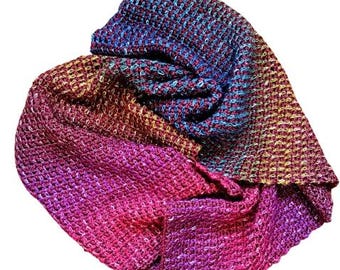 Gehaakte Royal Sunset-sjaal: zachte omslagdoek van acrylmix (patroon)