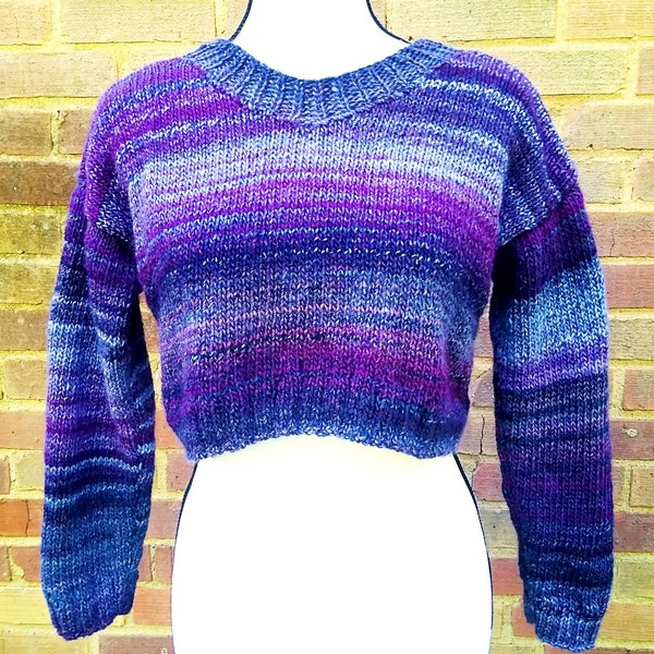 Knitting Pattern Sweater -- Pullover -- Knit Pullover -- Cropped Sweater Pattern -- Knit Jumper