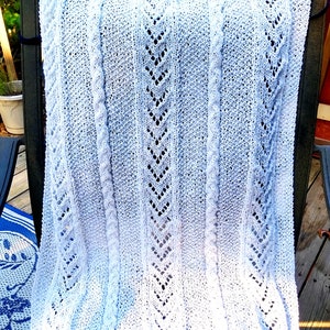 Knitting Pattern Blanket -- Madrid Baby Blanket Pattern - baby blanket - lace - chevrons - cables - baby gift - afghan