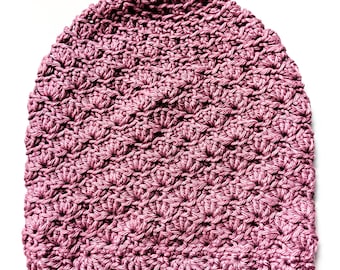 Gehaakte chemomuts - geschulpte katoenen beanie, haaruitval