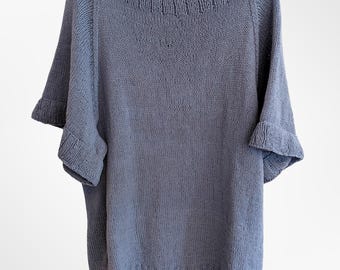 Raglan Swing-Sleeve Top Pattern - Knit Sweater - Seamless - Wool - Short-Sleeve - Pullover
