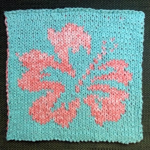 Knitting Pattern Potholder Hibiscus Hot Pad DIGITAL PATTERN PDF Knit image 1