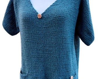 Miwa Pocketed Vest Pattern - Knitting Pattern - Knit - Linen Stitch - Buttons - Pockets - Intermediate Pattern - Soft Knit Vest - Sweater