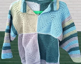 Nokorimono Crochet Pullover – Scrap Yarn Squares Sweater