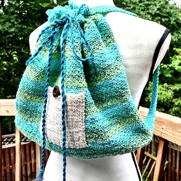 Knit Bag Pattern - Day Trip Convertible Backpack - Linen Stitch - Knit - Messenger Bag - Purse - Backpack - Travel - Trip - Perfect Bag