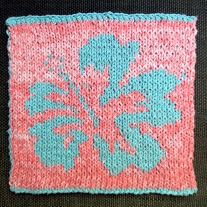 Knitting Pattern Potholder Hibiscus Hot Pad DIGITAL PATTERN PDF Knit image 2