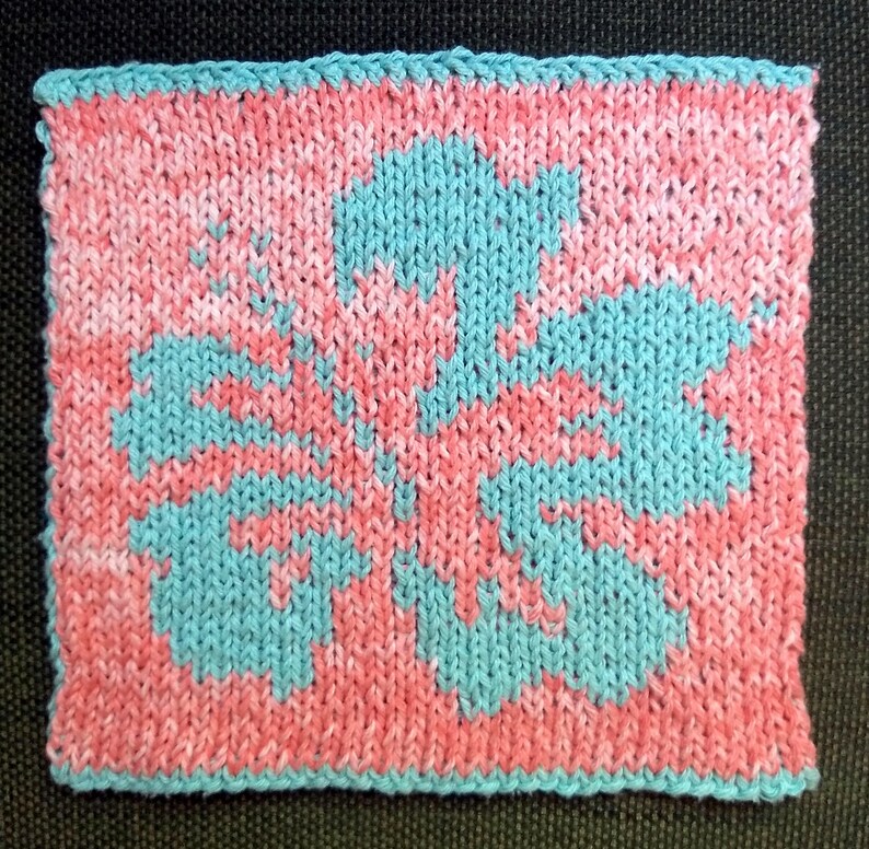 Knitting Pattern Potholder Hibiscus Hot Pad DIGITAL PATTERN PDF Knit image 2