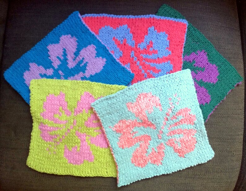 Knitting Pattern Potholder Hibiscus Hot Pad DIGITAL PATTERN PDF Knit image 7