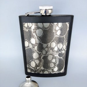 Multi Skull Engraved Flask 8 oz