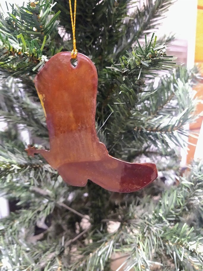 Steel Cowboy Boot  Western Ornament