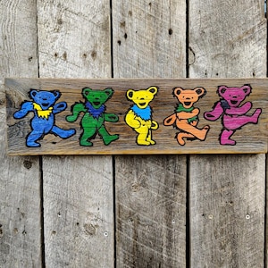 Rustic wood Dancing Bears wall art
