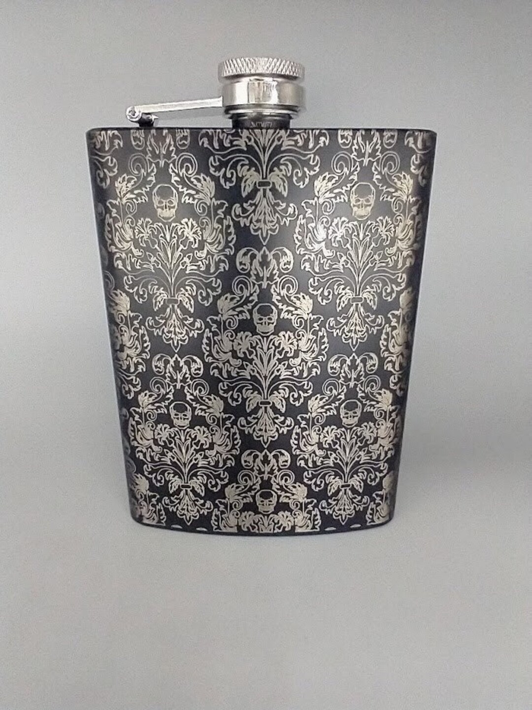 Patterned Flasks Victorian Floral Skull Pattern Engraved Flask 8 Oz - Etsy
