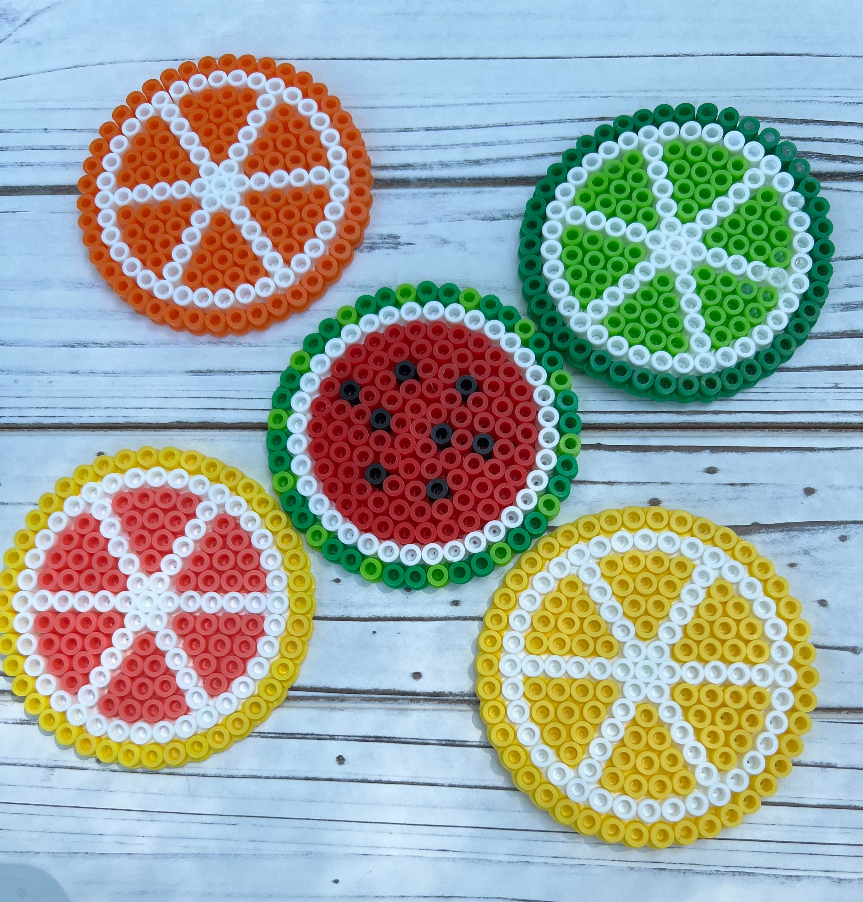 Perler Bead Fruit coasters