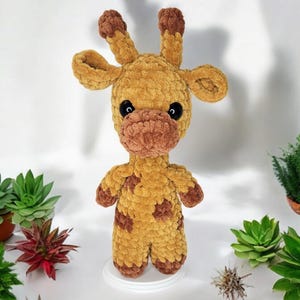 Crochet Giraffe Plushie: Handmade Polyester Toy