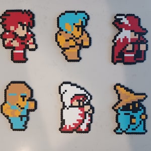 8 bit NES Final Fantasy 1 Perler Sprites:  Magnets and Coasters