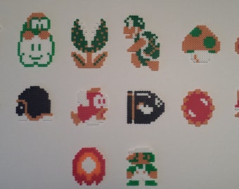 Bit NES Super Mario Brothers Medium Perler Sprite Set: Magnets