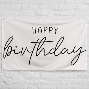 Happy Birthday Flag | Happy Birthday Large Banner | Neutral Happy Birthday Tapestry | Birthday Backdrop