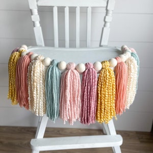 Wildflower Yarn Tassel Highchair Garland | Boho Shabby Chic Banner | Boho Nursery Decor | Wildflower Birthday Cake Smash Backdrop