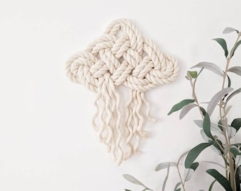 Small Macrame Wall Hanging for Nursery Decor Cloud Wall Art Children's Room Art Fiber Art Hanging Neutral Wall Art Gift for Baby Shower