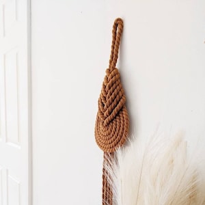 Fiber Art Wall Sculpture in Brown Macrame Wall Hanging Wall Tapestry Rope Art Pipa Knot Boho Textured Art Natural Decor