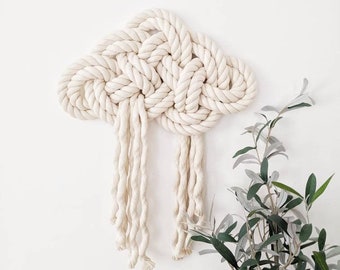 Rope Cloud for Children's Room Large Macrame Art Fiber Art Sculpture Cute Nursery Decor Mother's Day gift for Wife Unique Textured Wall Art