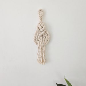 THE PIPA Small Modern Macrame Wall Hanging in Camel/Brown Wall Knot Rope Art Pipa Knot Fiber Art image 8