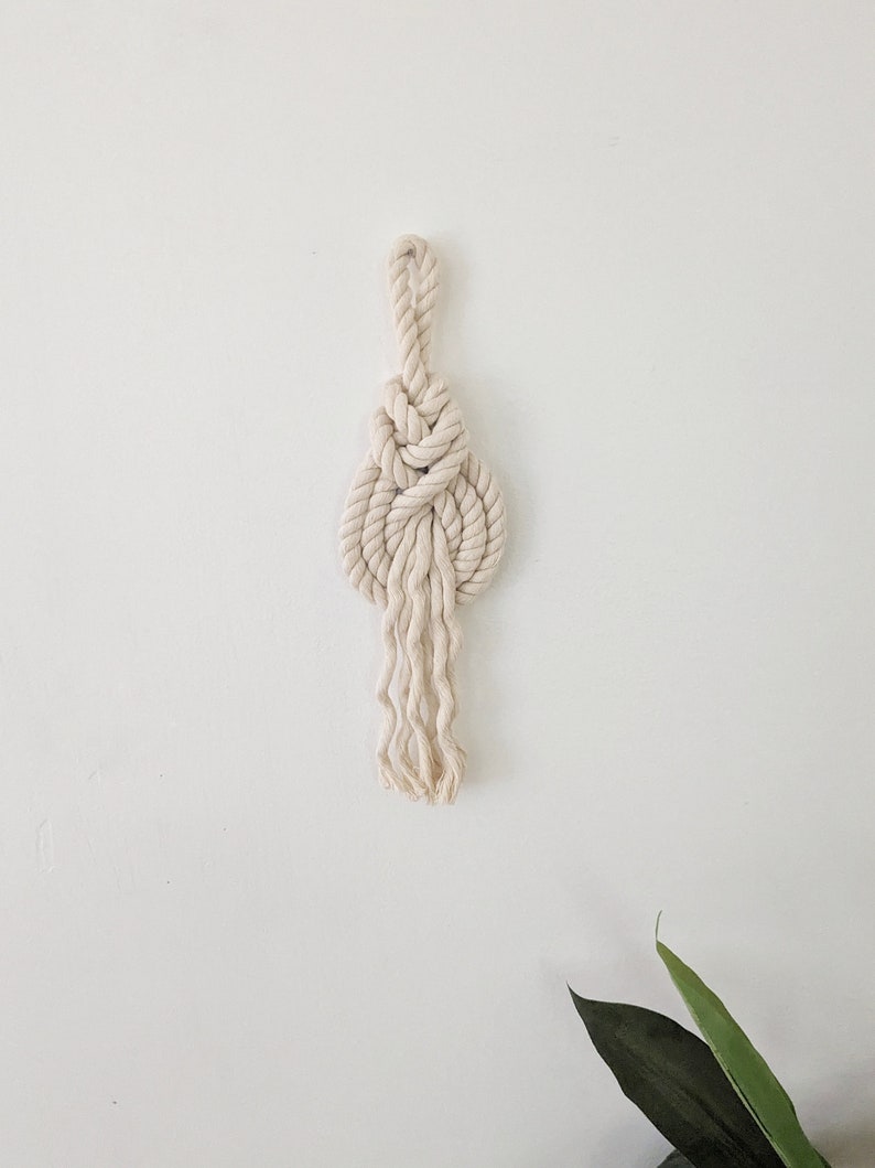 THE PIPA Small Modern Macrame Wall Hanging in Camel/Brown Wall Knot Rope Art Pipa Knot Fiber Art image 8