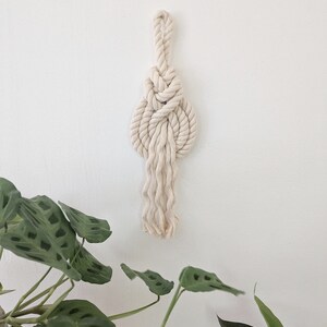 THE PIPA Small Modern Macrame Wall Hanging in Camel/Brown Wall Knot Rope Art Pipa Knot Fiber Art image 7