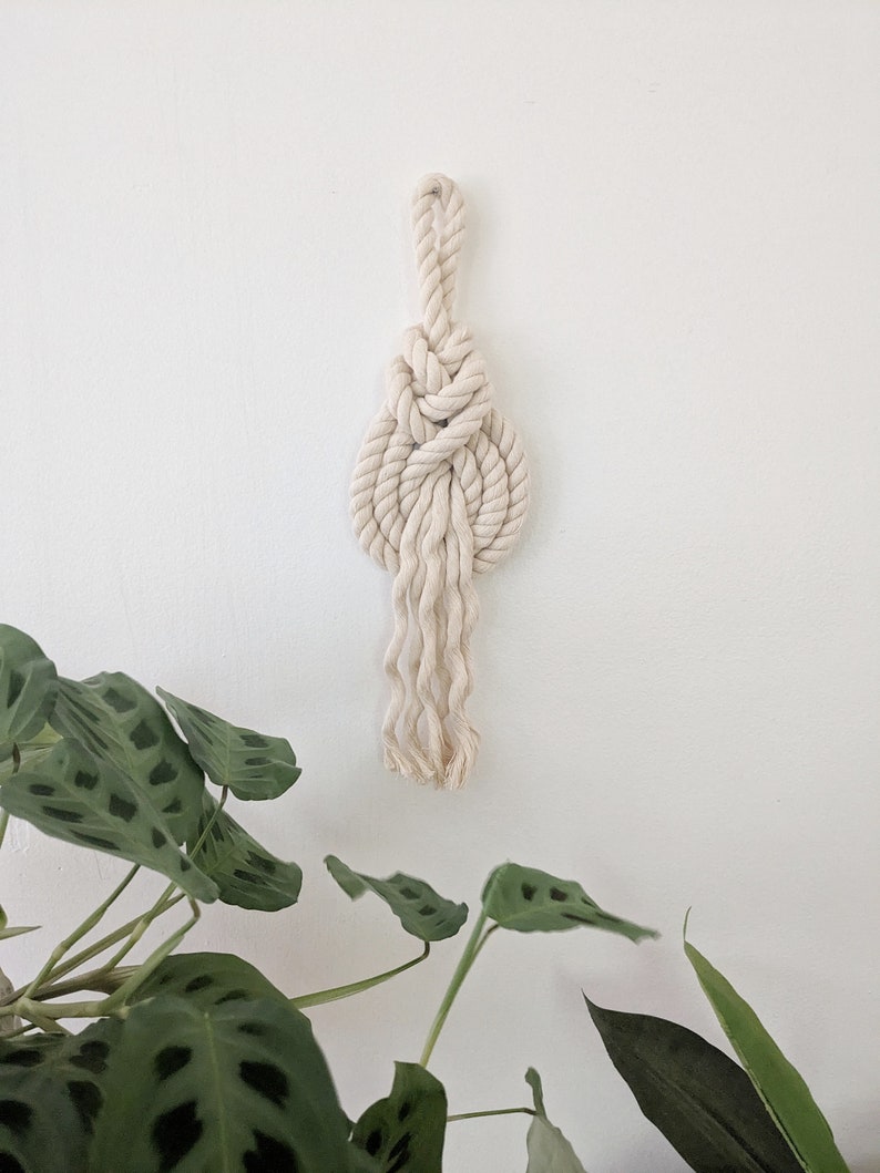 THE PIPA Small Modern Macrame Wall Hanging in Camel/Brown Wall Knot Rope Art Pipa Knot Fiber Art image 7