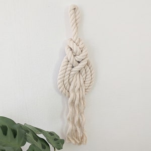 THE PIPA Small Modern Macrame Wall Hanging in Camel/Brown Wall Knot Rope Art Pipa Knot Fiber Art image 3