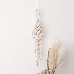 Fiber Art Sculpture Large Macrame Wall Hanging Wall Tapestry Rope Art Pipa Knot Boho Fiber Art Organic Modern Decor Neutral Nautical Decor