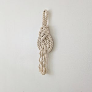 THE PIPA Small Modern Macrame Wall Hanging in Camel/Brown Wall Knot Rope Art Pipa Knot Fiber Art image 6