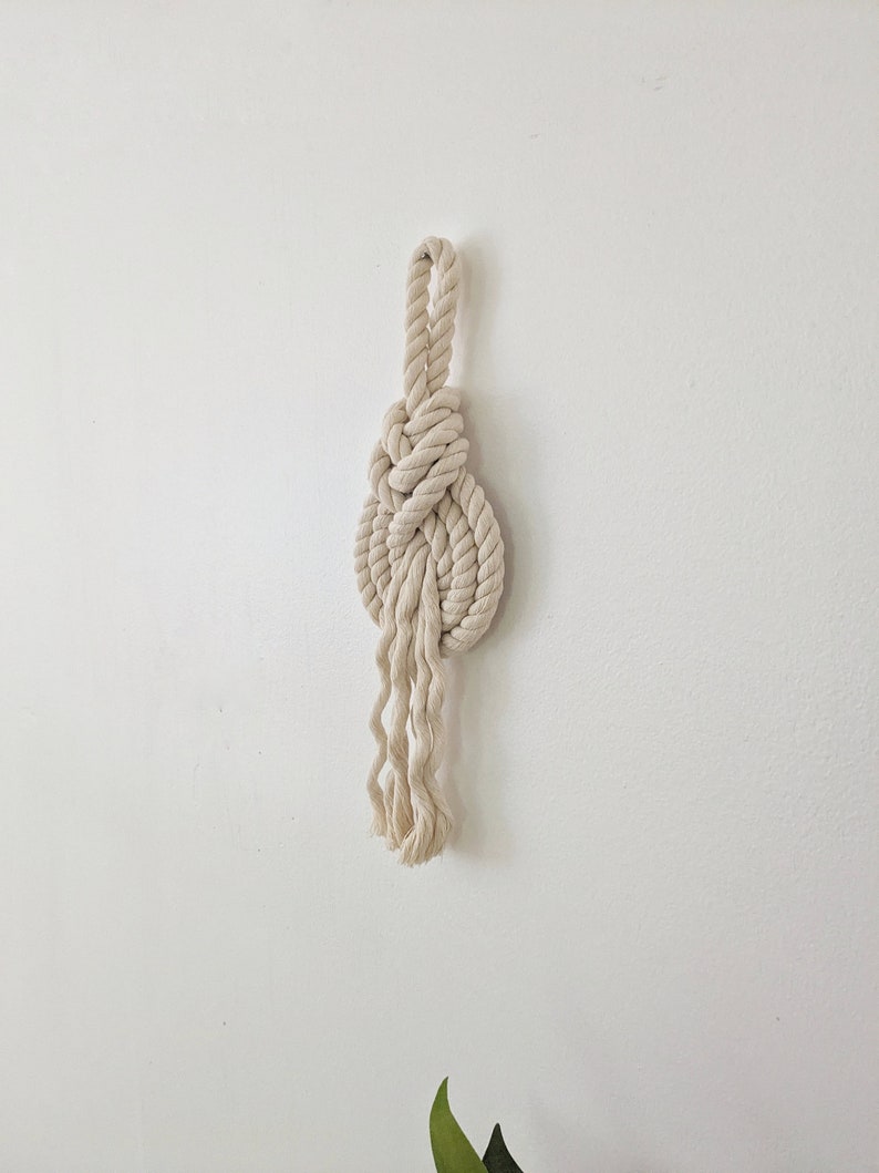 THE PIPA Small Modern Macrame Wall Hanging in Camel/Brown Wall Knot Rope Art Pipa Knot Fiber Art image 6