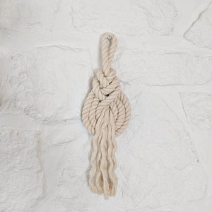 THE PIPA Small Modern Macrame Wall Hanging in Camel/Brown Wall Knot Rope Art Pipa Knot Fiber Art image 4