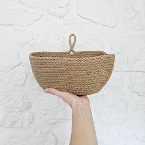 Coiled Jute Wall Storage Basket