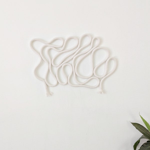 Minimalistic Rope Art Wall Sculpture, Bohemian Wall Art, Nautical Home Decoration, Minimalistic Wall Hanging