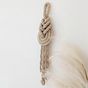 Fiber Art Sculpture Large Macrame Wall Hanging Wall Tapestry Rope Art Pipa Knot Boho Fiber Art Organic Modern Decor Neutral Nautical Decor