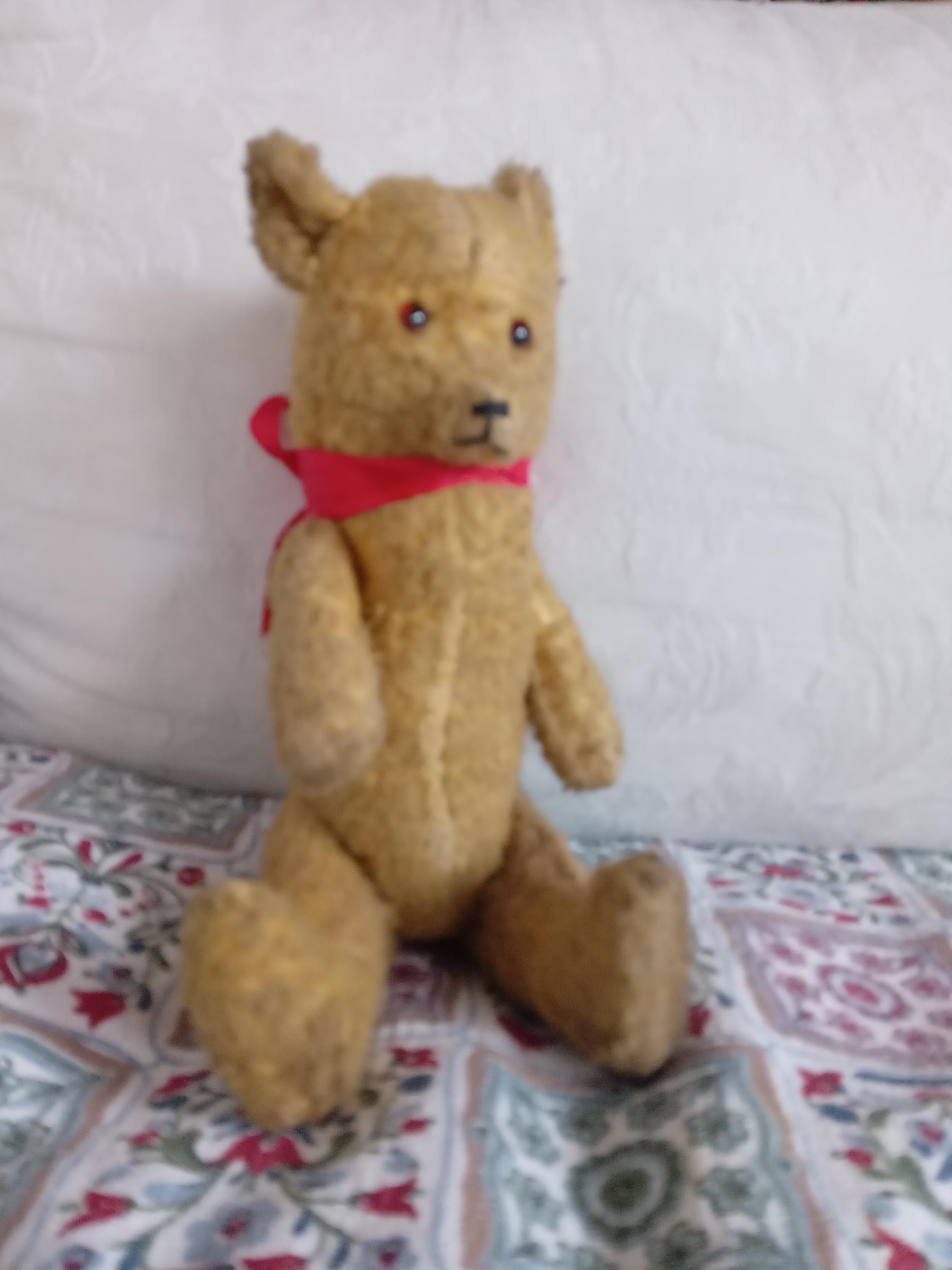 Ours En Peluche Ancien – Rembourré De Paille – Vintage – Bon état