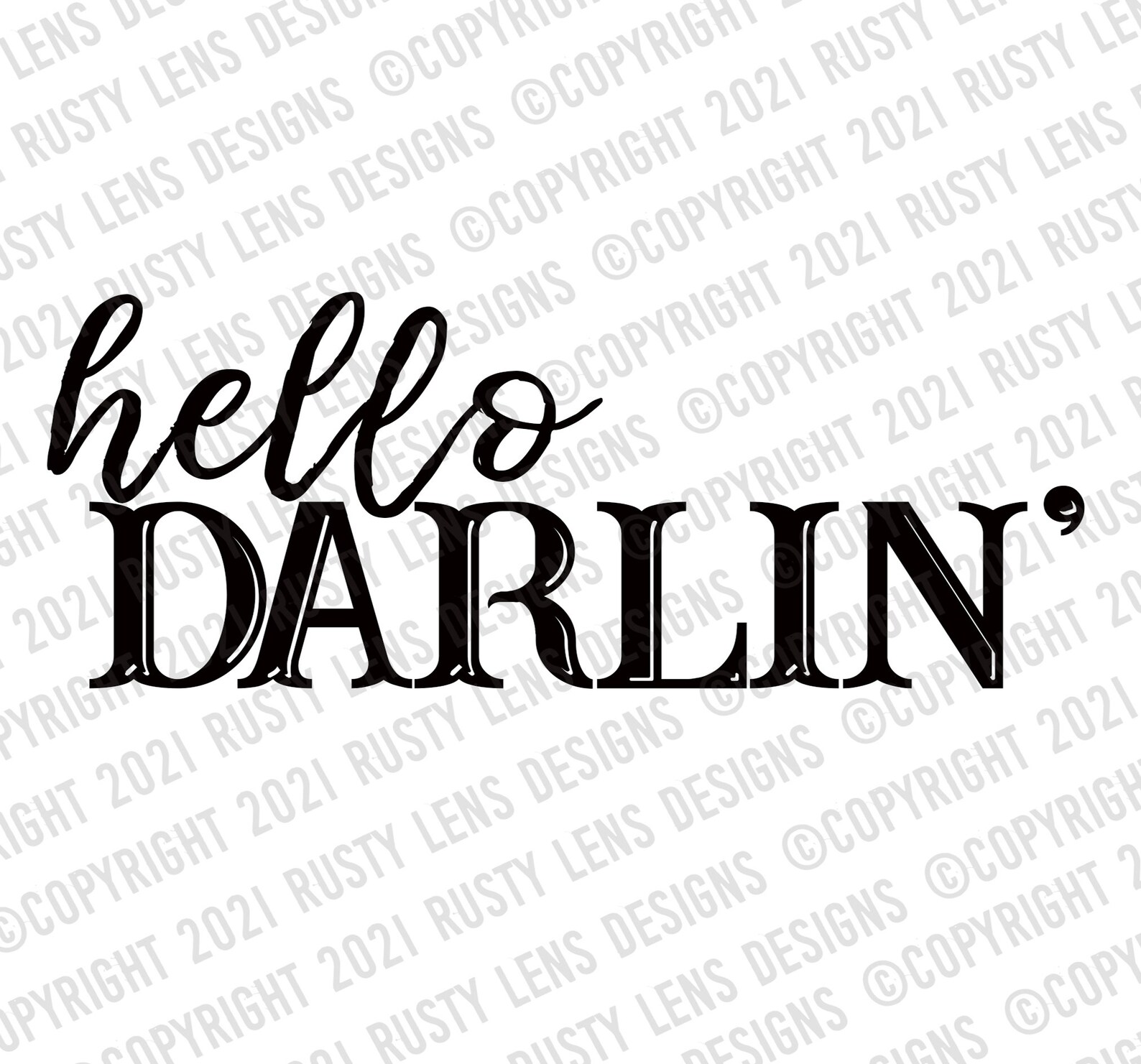 Hello Darlin Cut File, Clipart, Digital Stamps, Design Embellishment