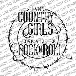 Country Girls Love Rock N Roll - Digitaler Download, SVG, Digitale Verzierung, Clip Art, GrafikDesign
