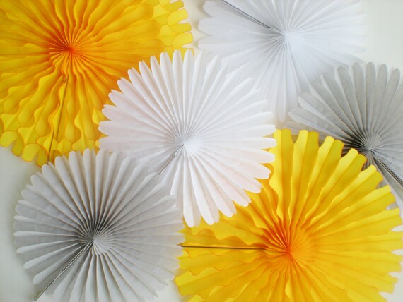Yellow Tissue Paper Fan 13