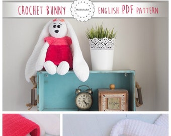 Honey the Bunny, Bunny crochet pattern, Crochet Bunny pattern, instant download, Crochet pattern, crochet amigurumi , crochet Bunny doll