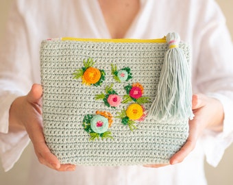 Crochet purse pattern, Crochet cosmetic bag pdf, crocheted sewed purse pattern, purse pattern, embroidery purse, crochet purse DIY